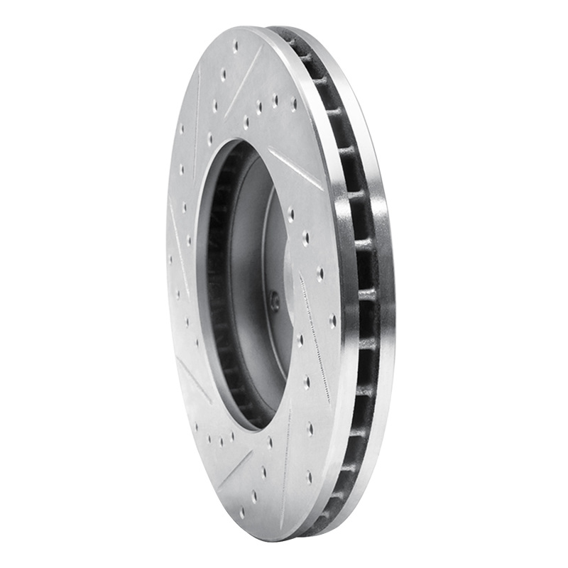 Nissan X-Trail Brake Rotor (1) - Front Right - R1 Concepts - Drilled & Slotted - Silver - `02-`07